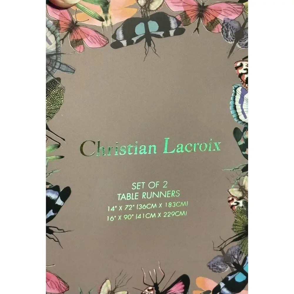 Christian Lacroix Butterfly Halloween Table Runners Bats Moth Set 2 Spider Ornge
